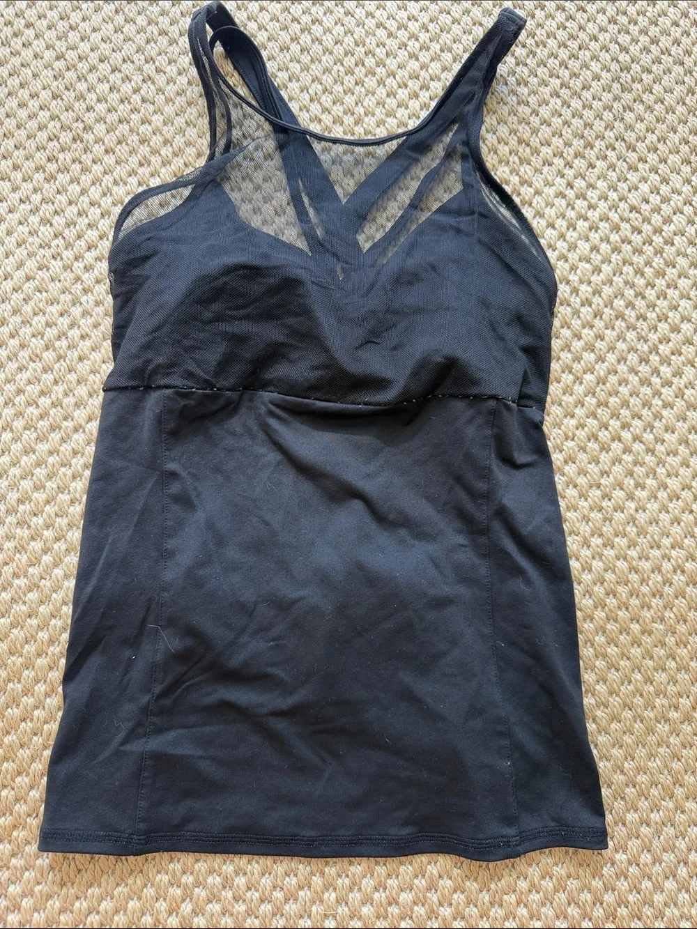 Alo Carmen Bra Black Mesh Detail Tank Top size small